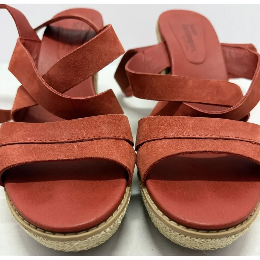 Timberland Earthkeepers Dark Orange Rust Red‎ Wedge Sandals SZ 9.5M
